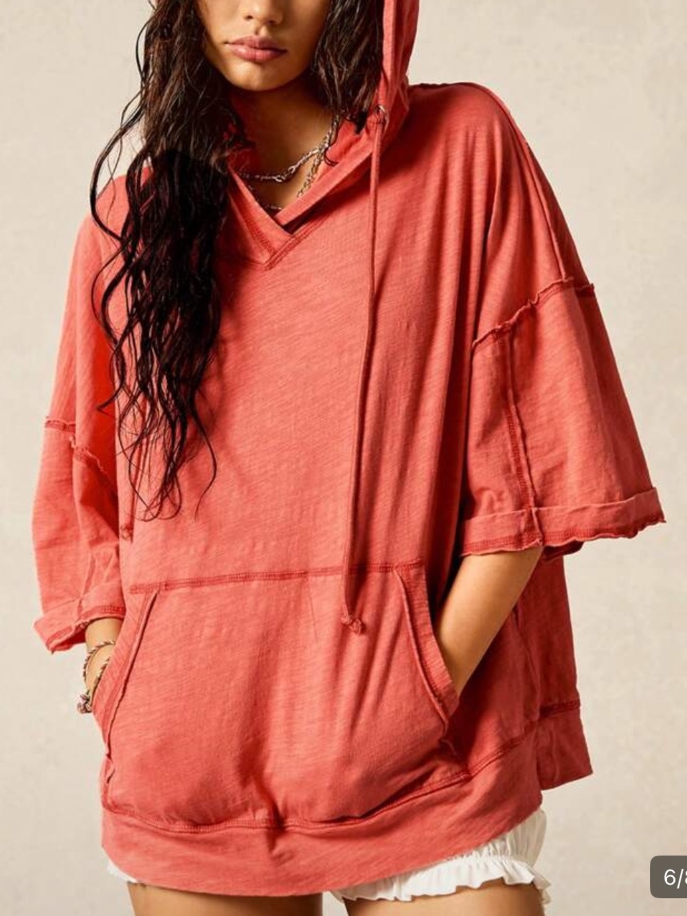 Coral orange slightly oversized hoodie 100 fabulous cotton